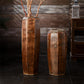 Grand Vase Octogonal Artisanal Effet Bois