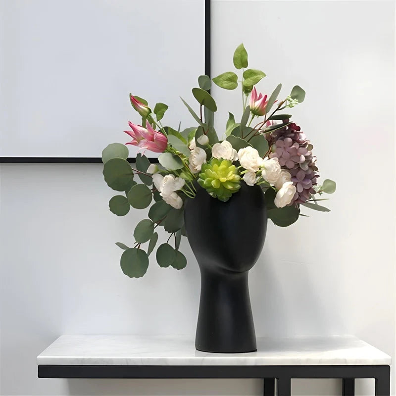 Vase Tête Abstraite Ornement Floral