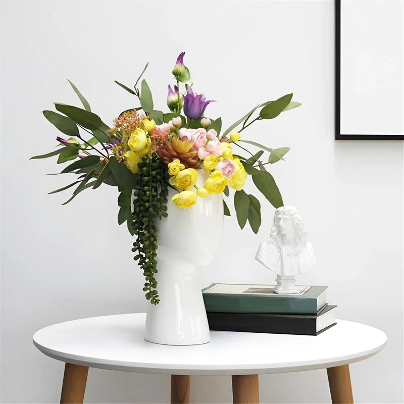 Vase Tête Abstraite Ornement Floral