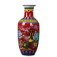 Grand Vase Chinois Ancien Rouge Motif Nature
