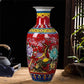 Grand Vase Chinois Ancien Rouge Motif Nature
