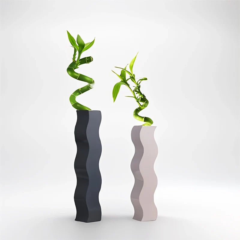 Grand Vase Ondulé Original Gris ou Rose