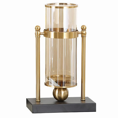 Grand Vase Transparent Cerclé sur Support