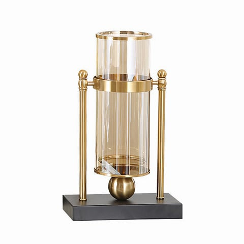 Grand Vase Transparent Cerclé sur Support