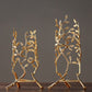 Grand Vase Transparent Support Doré Motifs Feuilles