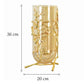 Grand Vase Transparent Support Doré Motifs Feuilles