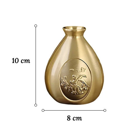 Petit Vase d'Antan Chinois Doré Motif Oiseaux