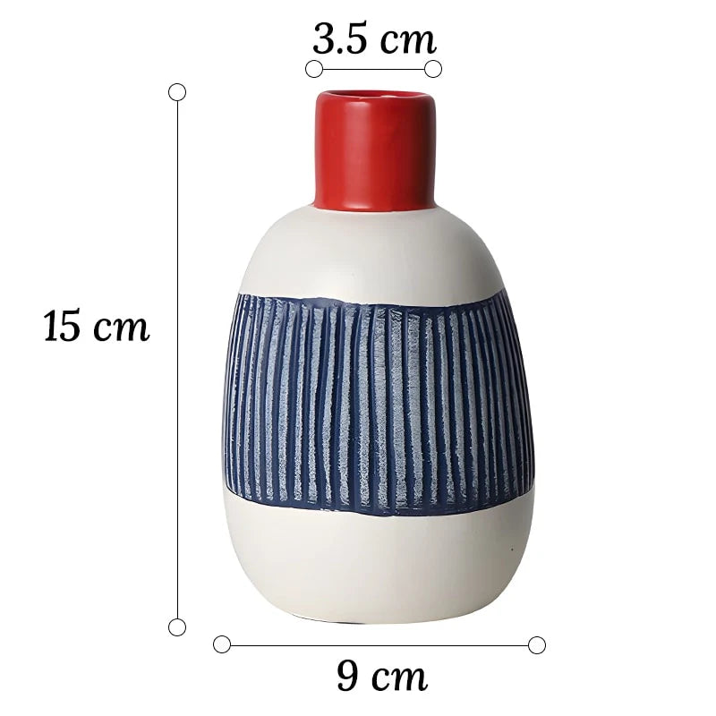 Petit Vase Bleu Blanc Rouge Décoratif