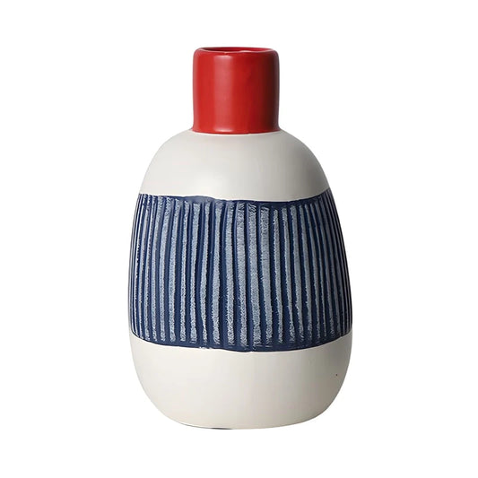 Petit Vase Bleu Blanc Rouge Décoratif