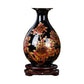 Petit Vase Chinois Ancien Noir Motifs Fleurs