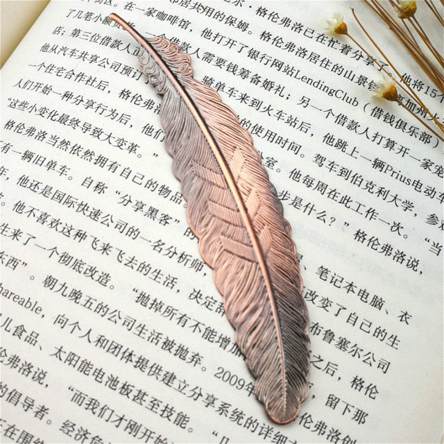 Marque page Plume en métal
