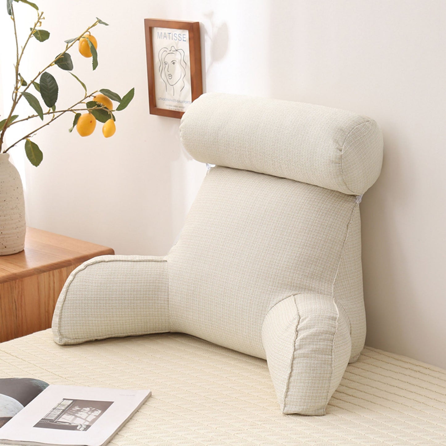 Coussin de lecture blanc