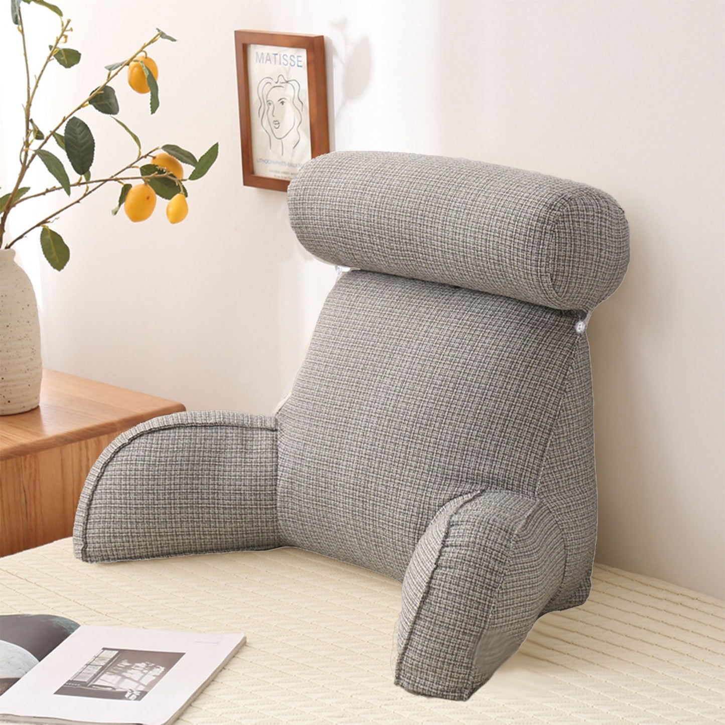 Coussin de lecture gris