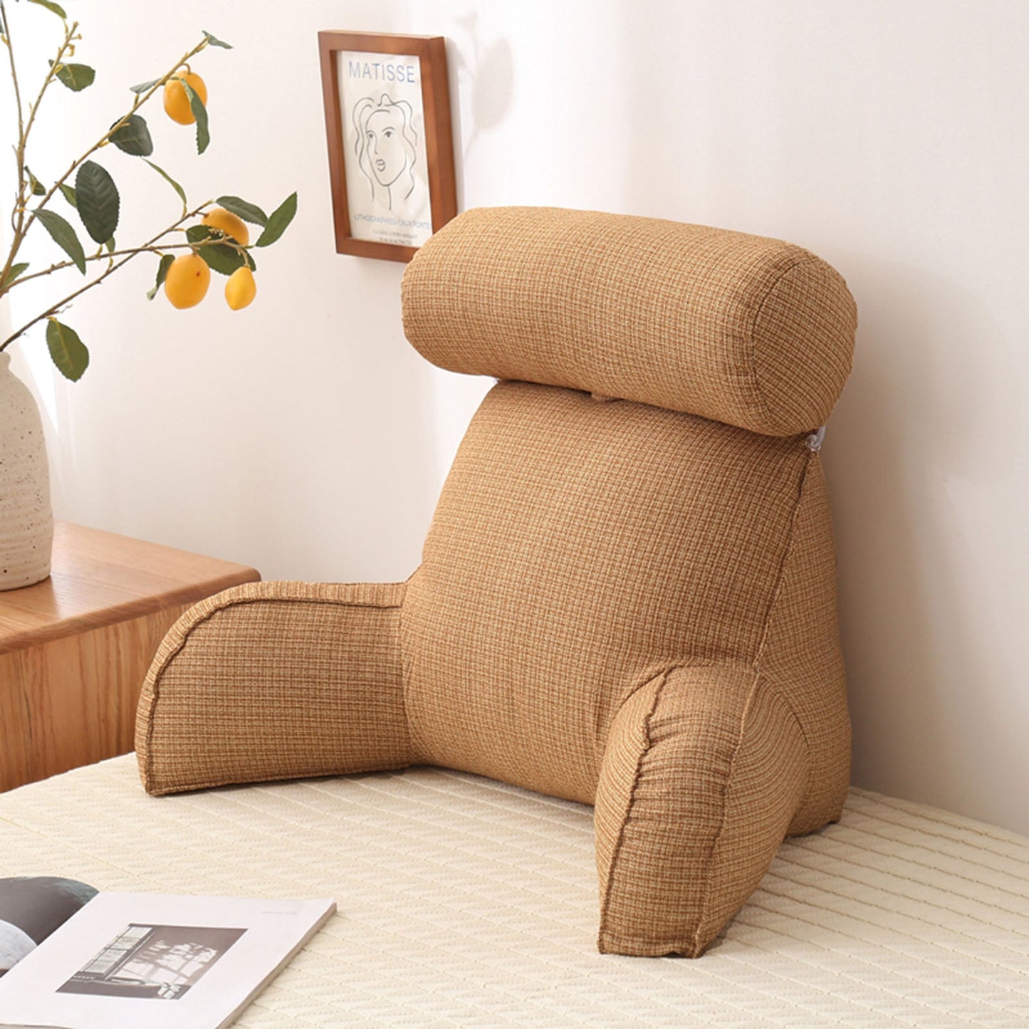Coussin de lecture beige