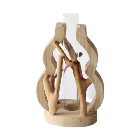 Soliflore Artisanal Bois Naturel Sculpté