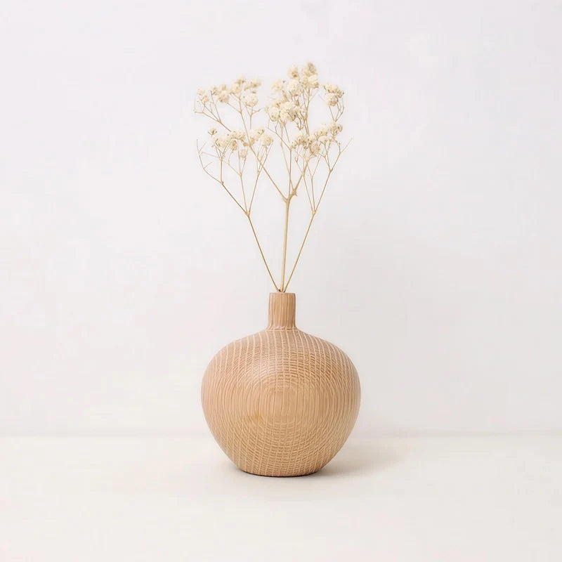 Soliflore Boule avec Col Fin en Bois