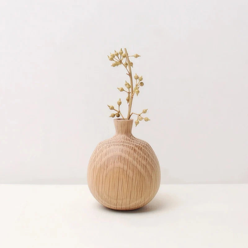 Soliflore Boule avec Col Fin en Bois