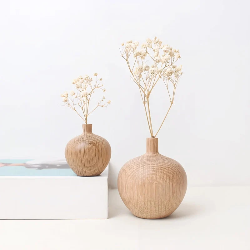 Soliflore Boule avec Col Fin en Bois