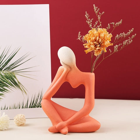 Vase Soliflore Design Figurine Pensive