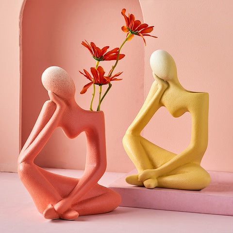 Vase Soliflore Design Figurine Pensive