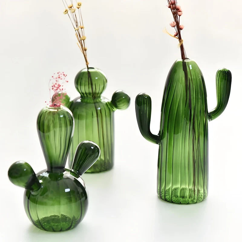 Soliflore Forme Cactus Vert Foncé Translucide