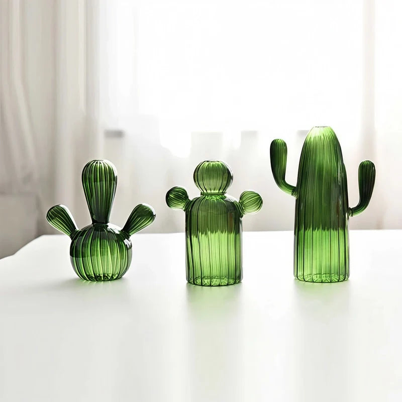 Soliflore Forme Cactus Vert Foncé Translucide