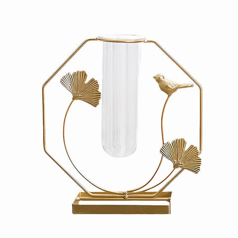 Soliflore Gold Oiseau et Feuilles de Ginkgo