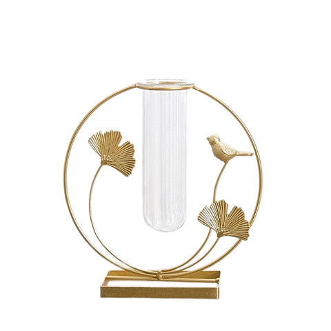 Soliflore Gold Oiseau et Feuilles de Ginkgo