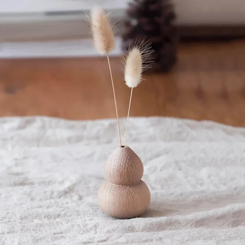 Soliflore Gourde Wu Lou en Bois