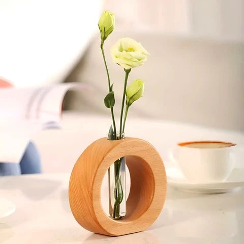 Soliflore Rond en Bois avec Tube