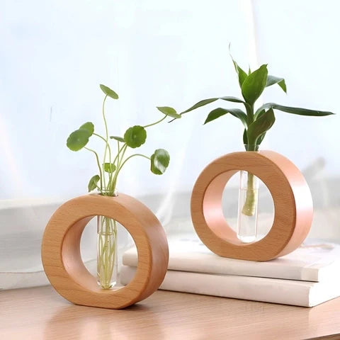 Soliflore Rond en Bois avec Tube
