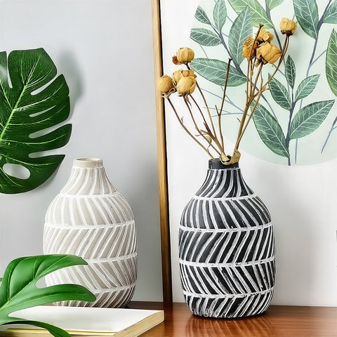 Vase Original à Rayures Obliques Deux Couleurs