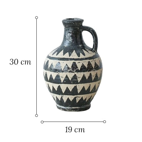 Vase Ancien Cruche Motif Triangles