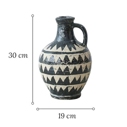 Vase Ancien Cruche Motif Triangles