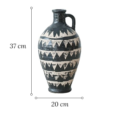 Vase Ancien Cruche Motif Triangles