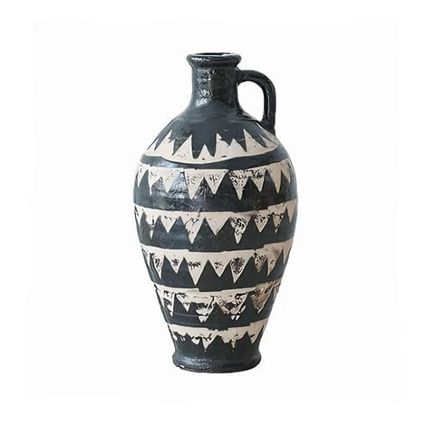 Vase Ancien Cruche Motif Triangles