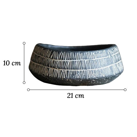 Vase d'Antan Gris Foncé Strié Blanc
