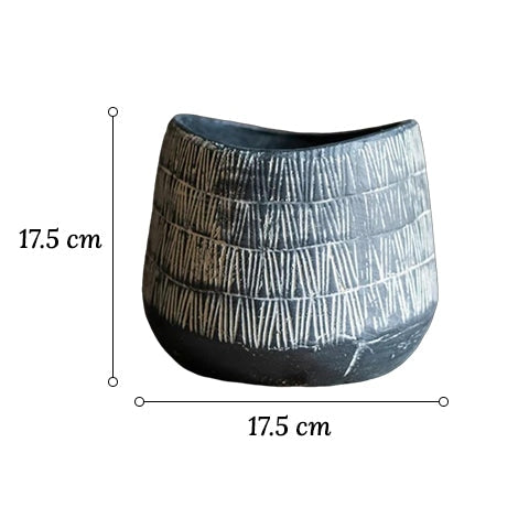 Vase d'Antan Gris Foncé Strié Blanc