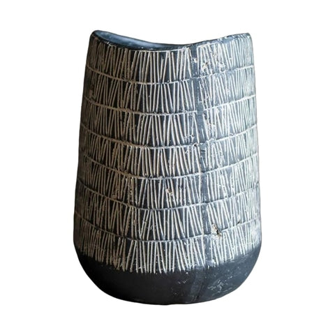 Vase d'Antan Gris Foncé Strié Blanc
