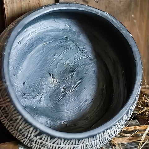 Vase d'Antan Gris Foncé Strié Blanc