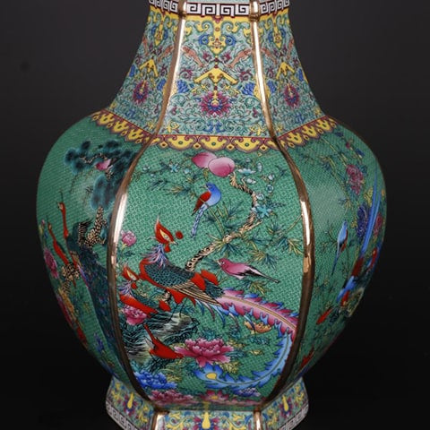 Vase Antique Hexagonal Chinois
