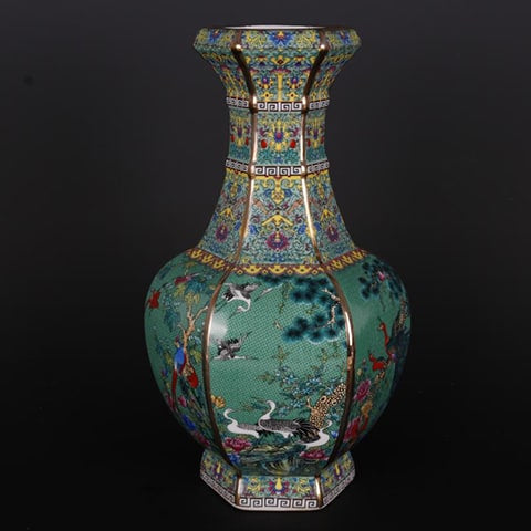 Vase Antique Hexagonal Chinois