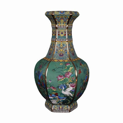 Vase Antique Hexagonal Chinois