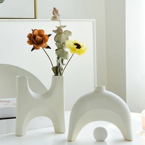 Vase Blanc Art Abstrait