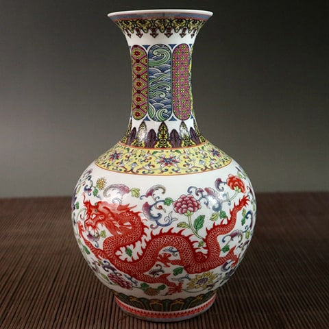 Vase Artisanal Dragon Rouge