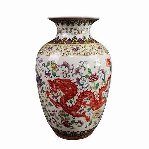 Vase Artisanal Dragon Rouge