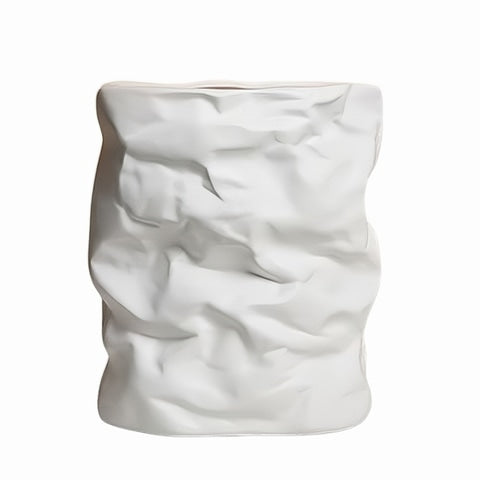 Vase Artisanal Effet Papier Froissé Noir ou Blanc