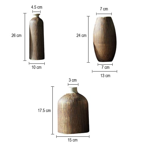 Vase Artisanal Marron Aspect Écorce Rayée