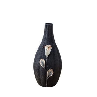 Vase Artisanal Motif Fleur en Relief