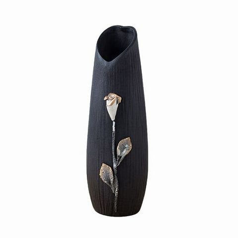 Vase Artisanal Motif Fleur en Relief